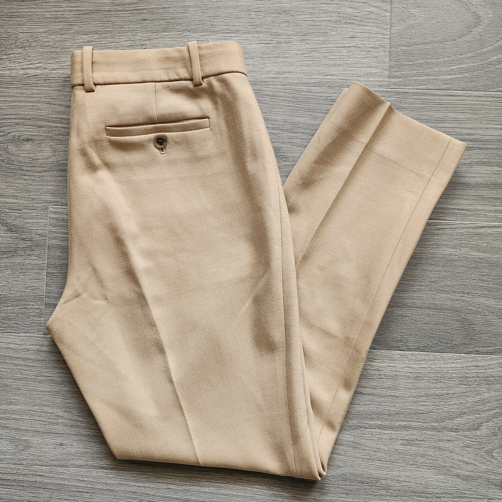 J. Crew Wool Blend Tapered Preppy Dress Trousers Pants Stretch Tan